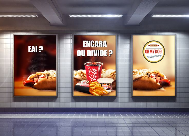 Home three big vertical poster on metro station