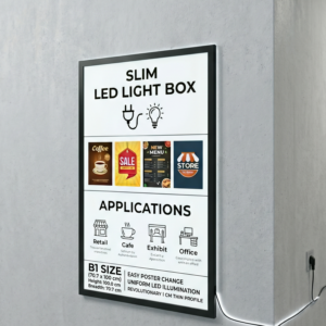 premium b1 led slim light box | ultra thin clip on poster frame