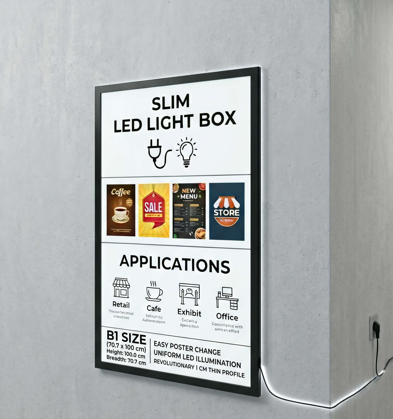 premium b1 led slim light box | ultra thin clip on poster frame premium b1 led slim light box | ultra thin clip on poster frame